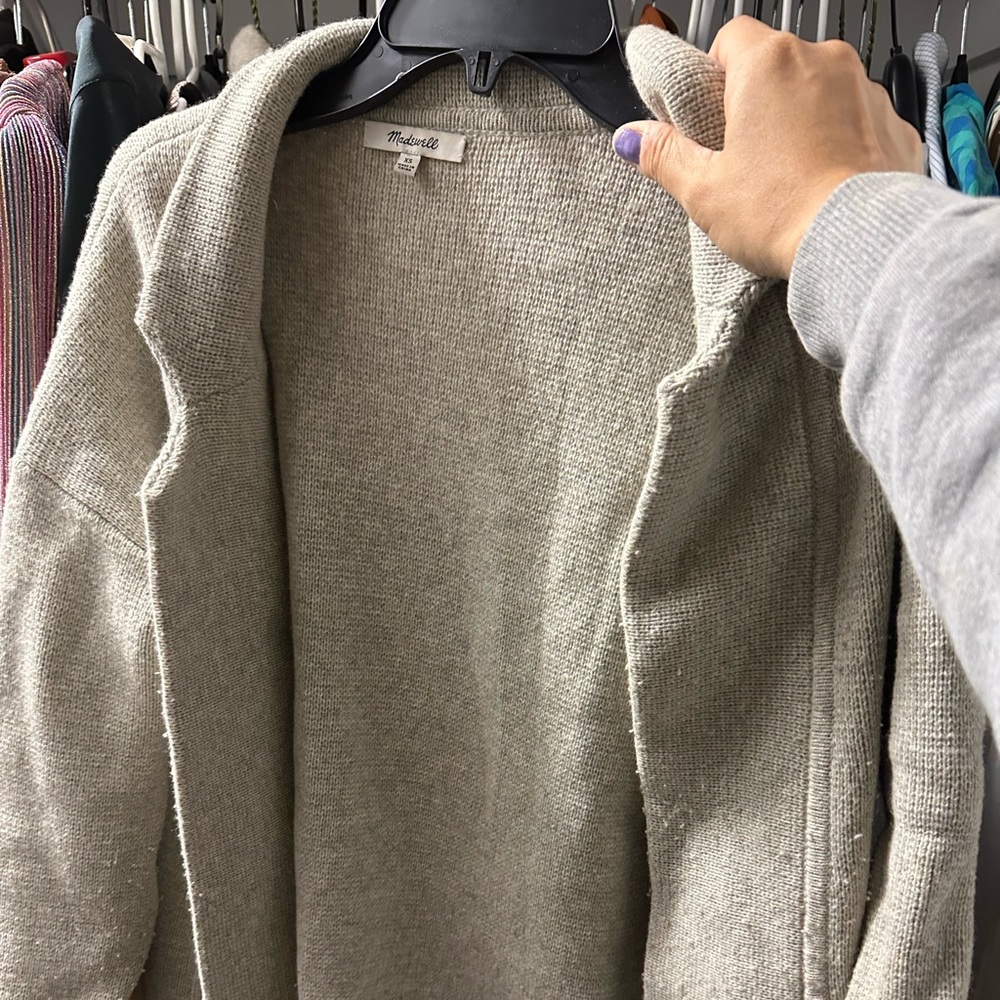 Madewell Gray Open Front Spencer Sweater Coat Size extra small